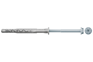  Für Metallunterkonstruktionen geeignet: Der Langschaftdübel SXRL FUS hat eine verzinkte Schraube mit Sechskantkopf, Torxantrieb und angeformter U-Scheibe.  
