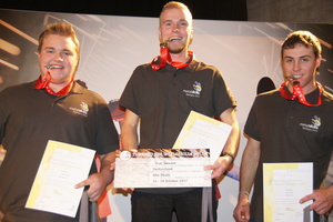  Bei den SwissSkills in Martigny landete Graf auf dem zweiten Platz: v.l. Adrian Gilgen (3. Rang), Pascal Baumann (1. Rang) und Michael Graf (2. Rang). 