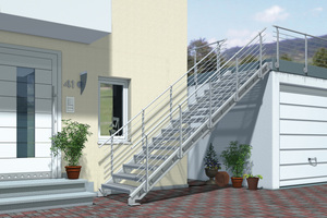  Der Treppenbausatz MEAstep schafft passende Zugänge rund ums Haus. 