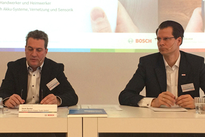  v.l.: Henk Becker, Geschäftsführer von Bosch Power Tool. Henning von Boxberg, der Vorsitzende der Geschäftsführung. 