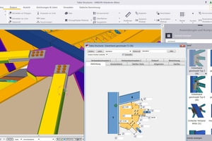  Detaillierte 3D-Abbildung eines Knotenpunktes in Tekla Structures.  