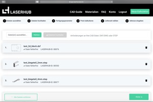  Der Konfigurator prüft die CAD-Dateien im Format DXF/DWG oder STEP auf Brauchbarkeit. 