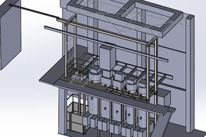  Die Abbildung zeigt die Siloanlage in einem 3D-CAD-Modell. 