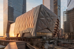  Die Gebäudehülle von Manhattans neuem Kunst- und Kulturzentrum „The Shed“ besteht aus 148 mit Luft gefüllten ETFE-Folienkissen und einem innenliegenden Stahltragwerk. 