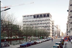  Beton, Glas und feuerverzinkter Stahl sind die dominierenden Materialien des Gebäudes.  