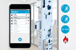  Zutritt und Zutrittsverwaltung per Smartphone ist mit dem easy Wandleser auch beim Einsatz von elektrisch kuppelbaren Fluchttürschlössern möglich. 
