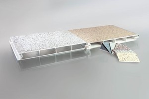  Der Kern der Paneele des Balkonbodens Topero besteht aus einem Aluminium-Zellgerüst und ist beidseitig mit einer Aluminiumschicht verstärkt. 