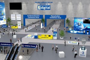  Im digitalen Foyer gab es eine Übersicht über die Agenda der Messetage und Zugang zur Open-Chat-Lounge. 