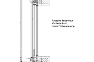  Vertikalschnitt Fensterverglasung, Bettenhaus, o.M.  