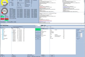  Oberfläche mit einem Statusbild einer Fanuc Maschine und ein Vergleichsfenster, in dem zwei Dateien miteinander verglichen werden. 