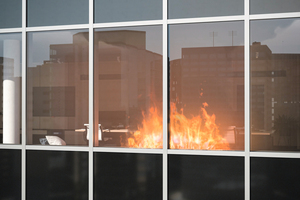  Deflame ist eine Brandschutzlösung für den Brüstungsbereich der Pfosten-Riegel-Fassade FWS 50/60. 