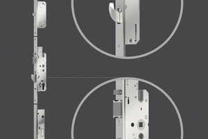  Effizient: Die neue Automatik-Mehrfachverriegelung BS 3700 mit Selbstjustierung, Arretierelementen und Schwenkhaken. 