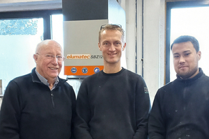  v.l.: Senior Alfred Hesse hat 2019 den Betrieb mit Standort Wickede an Sohn Dominik übergeben. Seit einem Praktikum im Jahr 2019 gehört der Geselle Salaiman Yousufi zum Familienbetrieb. 
