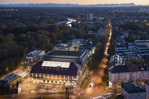  Das Interimsgebäude HP8, wo während der geplanten achtjährigen Sanierung des Gasteigs, u.a. die Stadtbibliothek und die Volkshochschule untergebracht sind. 