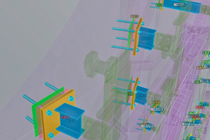  Die Unterkonstruktion einer Fassade dargestellt im 3D-BIM-Modell. 