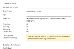  Die Risikobewertung und Schutzklassenermittlung lässt sich via Online-Tool mit einem PDF-Ausdruck dokumentieren. 