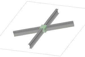  Komplexitätsgrad 1: Vom 3-D-Knoten aus sind die Stäbe nicht mehr im rechten Winkel angeordnet, aber durchlaufend in einer Ebene. 