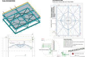  Plan eines pyramidenförmigen Glasdachmodells.  