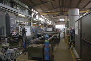  Die Schweißwerkstatt in der Huhle Produktionshalle. 