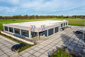  Ein Aldi-Discounter in Modulbauweise aus der Produktion von Neptunus. 