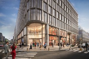  Auf rund 36.000 Quadratmetern vereint der Neubau sieben Bürogeschosse, 27 moderne Wohnungen sowie rund 6.000 Quadratmeter Einzelhandels- und Gastronomieflächen. 