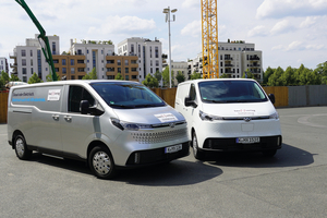  Den Deliver von Maxus gibt es mit Dieselmotor (Silber) und rein batterieelektrisch und in der E-Variante (Weiß) sogar mit Allradantrieb (AWD). 