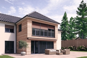  VisioNeo Crossbar mit horizontalen Holmprofilen ermöglicht individuelle Lösungen bei asymmetrischen Fassaden und tiefen Fensterbänken. 