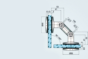  Ein Gelenkglasverbinder für Glasstärken ab 6 mm. 