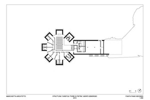  Der Architekt Mario Botta dachte beim Entwurf an eine Blüte aus Stein und bei den sieben "Türmen" rundum an die Blütenblätter. 