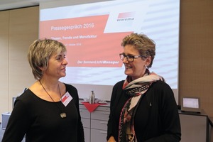  metallbau-Fachautorin Ulrike Hensel im Gespräch mit Angelique Renkhoff-Mücke. 