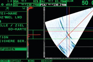  Sektorscan einer 120 mm dicken Schweißverbindung mit künstlichen Reflektoren. 