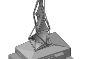  Eine grafische Darstellung des Turms mit Membranhelix auf dem ebenfalls neuen Anbau, der als Fundament dient. 