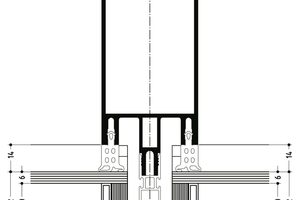  Vertikaler Schnitt des Pfosten- und Riegelsystems Wictec 50. 