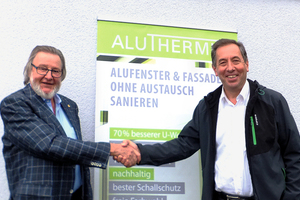  Manfred Götz, geschäftsführender Gesellschafter des Blechbauunternehmens Dipl.-Ing. Weber, und Anselm Lischka, Geschäftsführer Aluthermic (r.). 