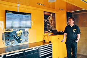  Markus Morlok, bei Dewalt Brand &amp; Marketing Manager, stellte in Idstein die neuen Entwicklungen vor. 