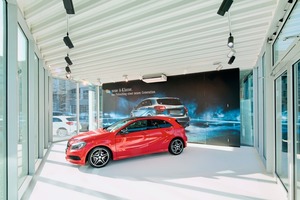  Für die Daimler AG Niederlassung Berlin hat die Firma Rohr den Pavillon mit Showroom gebaut. 