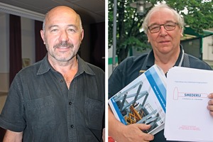 Günter Dolezel (l.) und der niederländische Schweißingenieur und Meister­schmied Cornelis Pronk (r.) - Präsident des IFGS. 