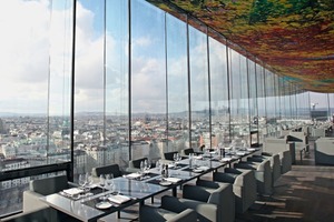  Beispielsweise absturzsichernde Verglasungen wie diese des Restaurants UNIQA im Tower in Wien werden nach der DIN 18008-4 berechnet. 